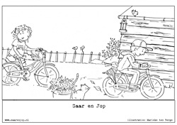 Kleurplaat 3, Fietsen (klein)